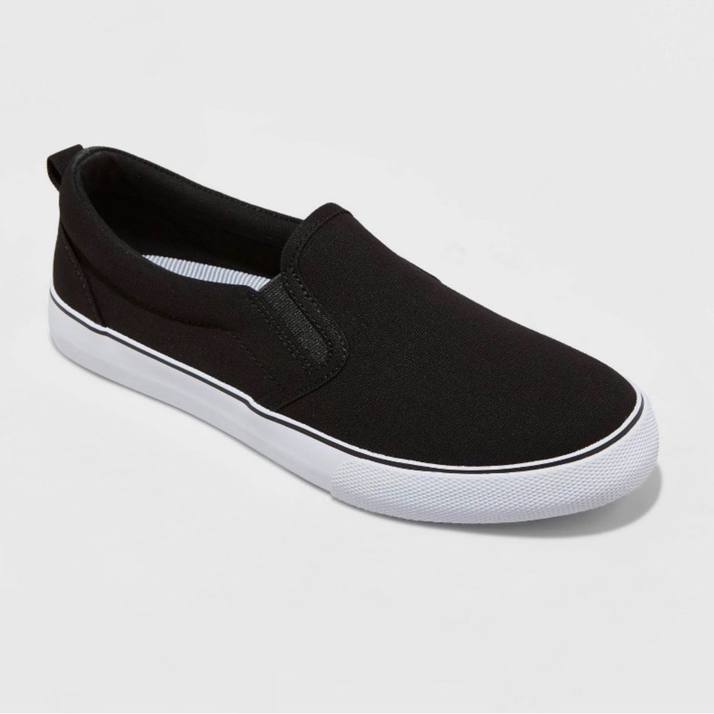 Black Slip-On Canvas Shoes